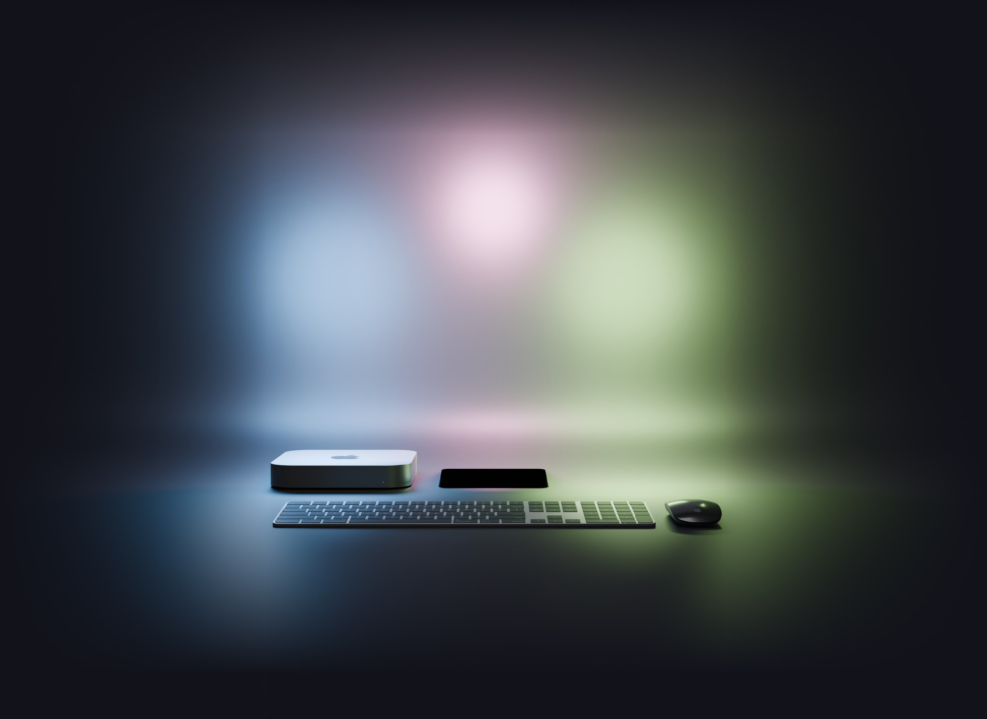 An office desk lit with smart lighting matching a Skoogafoss waterfall at Dawn